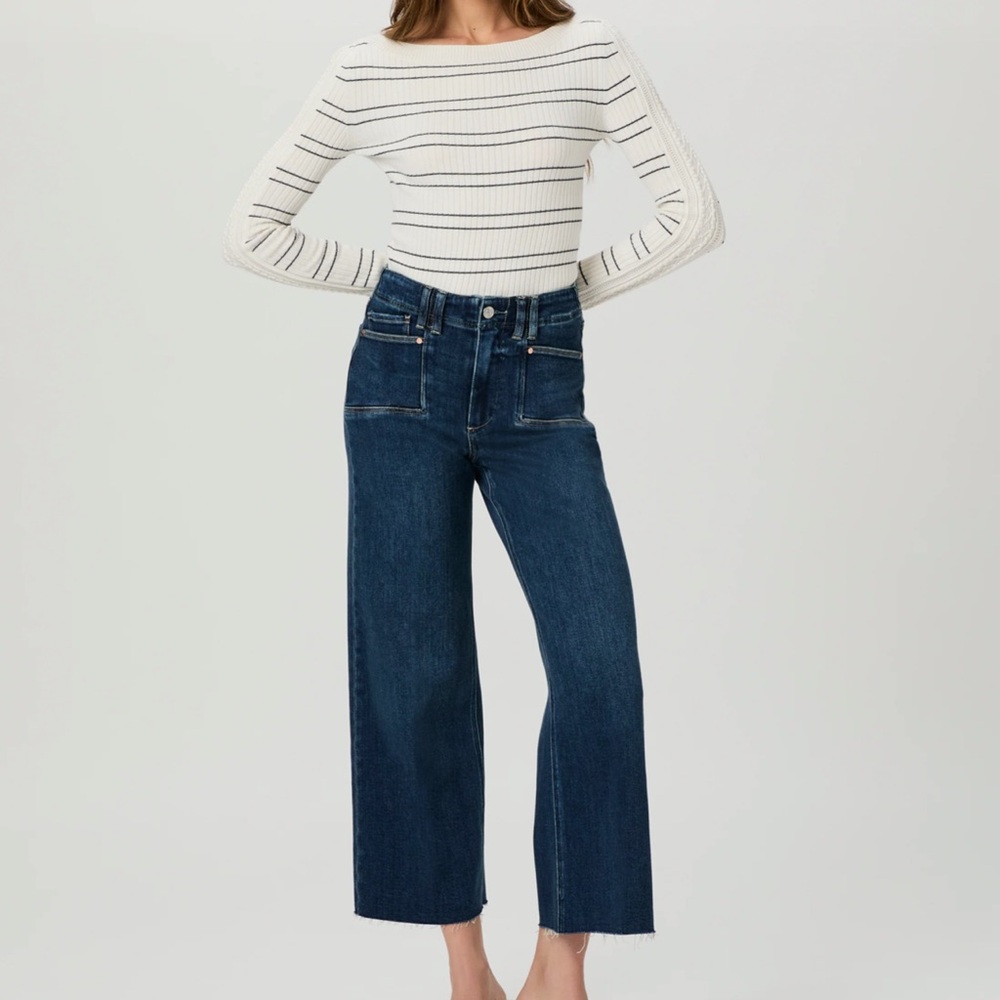 PAIGE Blue Flare Wide Leg Jeans